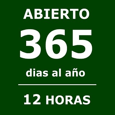 Abrimos 12 horas los 365 días del año